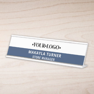 Porte-nom Pour Bureau Logo personnalisé bleu