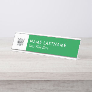 Porte-nom Pour Bureau Logo personnalisé Clair Kelly Vert Blanc Minimalis