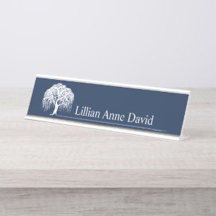 Porte-nom Pour Bureau Logo personnalisé du Blue Willow Tree de la marin
