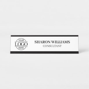 Porte-nom Pour Bureau Logo personnalisé Élégance professionnelle Noir