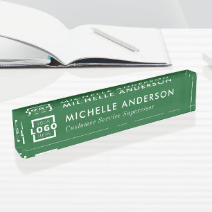 Porte-nom Pour Bureau Logo Personnalisé Élégant Moderne Minimaliste Vert