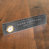 Porte-nom Pour Bureau Logo personnalisé élégant noir blanc bureau (Taille)