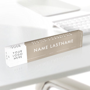 Porte-nom Pour Bureau Logo personnalisé en acrylique simple minimaliste 