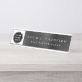 Porte-nom Pour Bureau Logo Personnalisé Executive Black Professional (Devant)