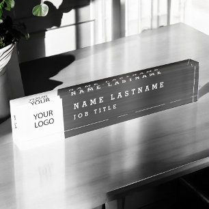 Porte-nom Pour Bureau Logo Personnalisé Executive Black Professional