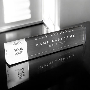 Porte-nom Pour Bureau Logo Personnalisé Executive Black Professional