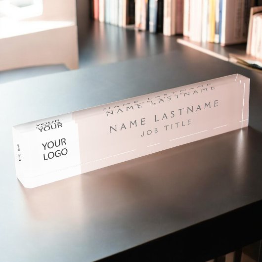 Porte-nom Pour Bureau Logo Personnalisé Executive Blush Pink Professiona