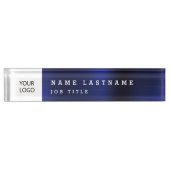 Porte-nom Pour Bureau Logo Personnalisé Executive Navy Blue Professional (Devant)