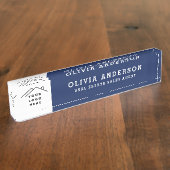 Porte-nom Pour Bureau Logo Personnalisé Executive Navy Blue Professional (Taille)