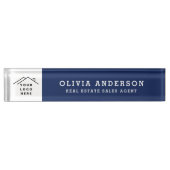 Porte-nom Pour Bureau Logo Personnalisé Executive Navy Blue Professional (Devant)