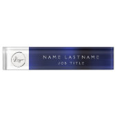 Porte-nom Pour Bureau Logo Personnalisé Executive Navy Blue Professional (Devant)