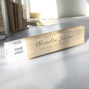 Porte-nom Pour Bureau Logo Personnalisé Gold Lashes Eyelash Extensions