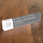 Porte-nom Pour Bureau Logo personnalisé gris foncé moderne (Taille)