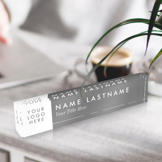 Porte-nom Pour Bureau Logo personnalisé gris foncé moderne