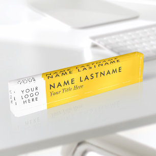 Porte-nom Pour Bureau Logo personnalisé jaune vif élégant