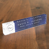 Porte-nom Pour Bureau Logo personnalisé Marine Blue Metallic Professiona (Taille)