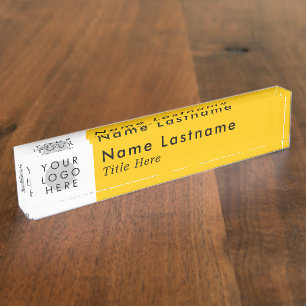 Porte-nom Pour Bureau Logo Personnalisé Moderne Simple Jaune Tendance Mi