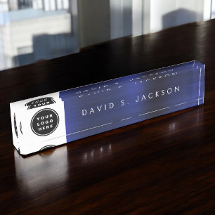 Porte-nom Pour Bureau Logo Personnalisé Moderne Simple Marine Bleu tenda