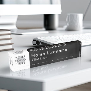 Porte-nom Pour Bureau Logo Personnalisé Moderne Simple Noir Tendance Min