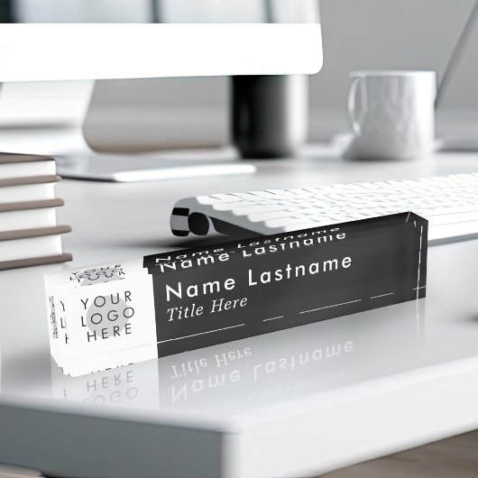 Porte-nom Pour Bureau Logo Personnalisé Moderne Simple Noir Tendance Min