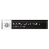Porte-nom Pour Bureau Logo Personnalisé Simple Basic Black White Titre (Devant)
