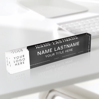 Porte-nom Pour Bureau Logo personnalisé Simple moderne centre noir blanc