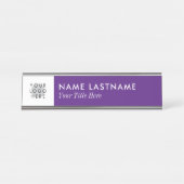 Porte-nom Pour Bureau Logo personnalisé Simple Royal violet blanc minima (Devant)