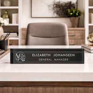 Porte-nom Pour Bureau Logo professionnel moderne en noir et blanc pour l