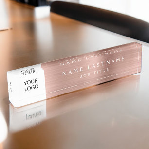 Porte-nom Pour Bureau Logo Rose Gold Rose Professionnel