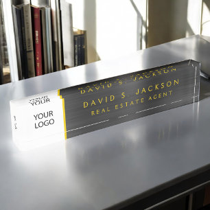 Porte-nom Pour Bureau Logo sur mesure Gold Luxe Professional Executive