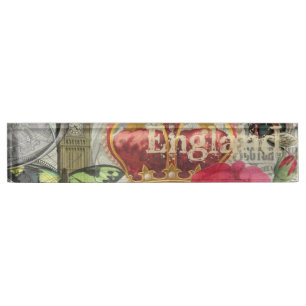 Porte-nom Pour Bureau Londres Angleterre Voyage Europe Vintage Art