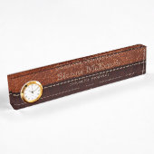 Porte-nom Pour Bureau look cuir Brown