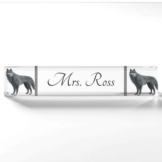 Porte-nom Pour Bureau Loup (Devant)