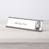 Porte-nom Pour Bureau Loup blanc avec art tribal coréen (Devant)