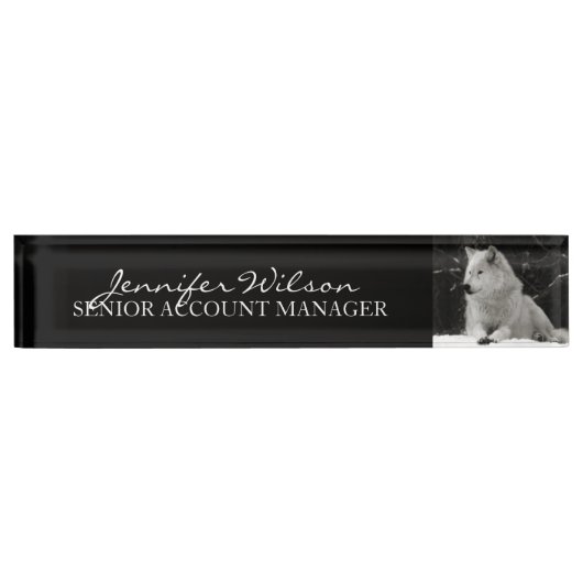 Porte-nom Pour Bureau Loup de Neige (Devant)