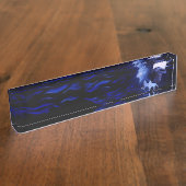 Porte-nom Pour Bureau Loup et corbeau avec pleine lune (Taille)