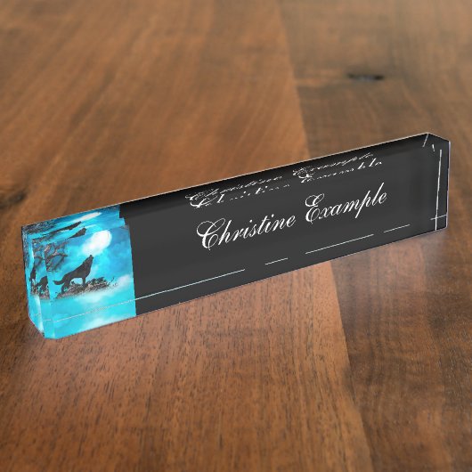 Porte-nom Pour Bureau Loup impressionnant (Taille)