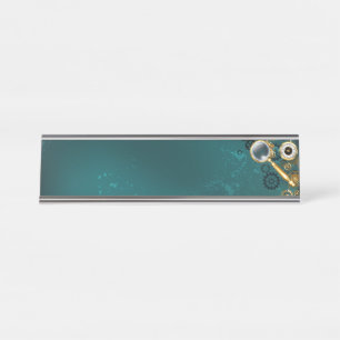 Porte-nom Pour Bureau Loupe en style Steampunk