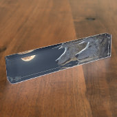 Porte-nom Pour Bureau Loups blancs dans la Pleine lune (Taille)