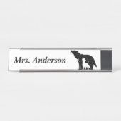 Porte-nom Pour Bureau Loups noirs et blancs (Devant)