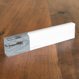 Porte-nom Pour Bureau loutre et bébé de mer