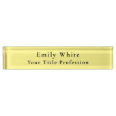 Porte-nom Pour Bureau Lumière Jaune Plaine Élégant Professionnel Moderne (Devant)
