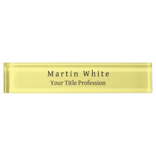 Porte-nom Pour Bureau Lumière Jaune Plaine Élégant Professionnel Moderne