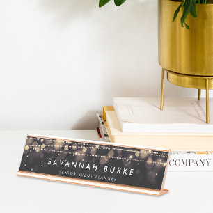 Porte-nom Pour Bureau Lumières dorées