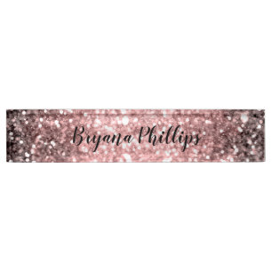 Porte-nom Pour Bureau Lumières Pailletées Rose Gold Éclat Beauté Étincel