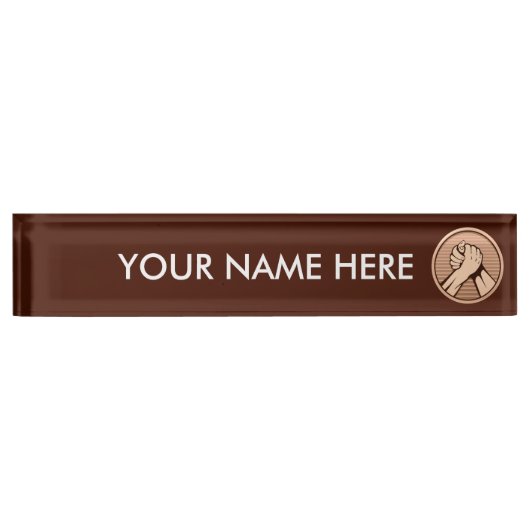 Porte-nom Pour Bureau Lutte de bras Bronze (Devant)