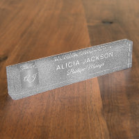 Luxe élégant parties scintillant argent gris monog
