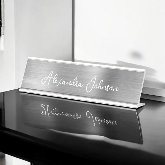 Porte-nom Pour Bureau Luxe et professionnel Silver Foil Moderne