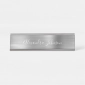 Porte-nom Pour Bureau Luxe et professionnel Silver Foil Moderne (Devant)
