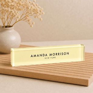 Porte-nom Pour Bureau Luxe Minimaliste Jaune